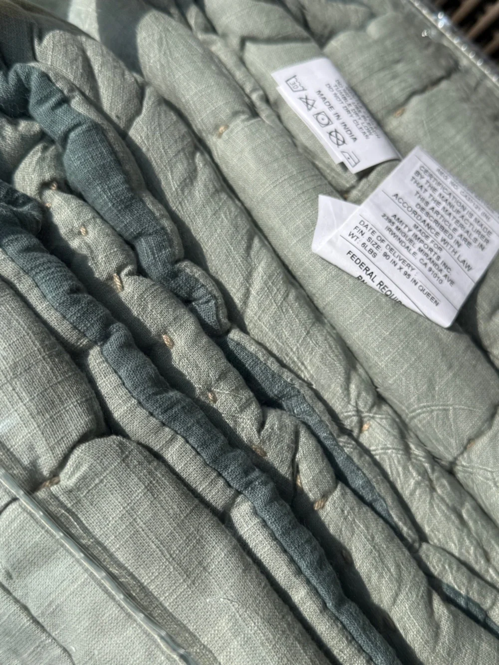 Frontgate Reversible Handcrafted Cotton Slub Quilt - NWT